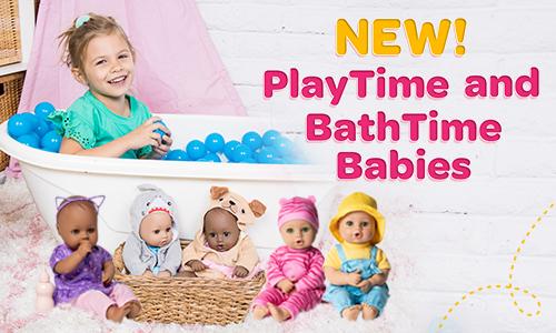 New! PlayTime and BathTime Baby Dolls For 1-Year-Olds