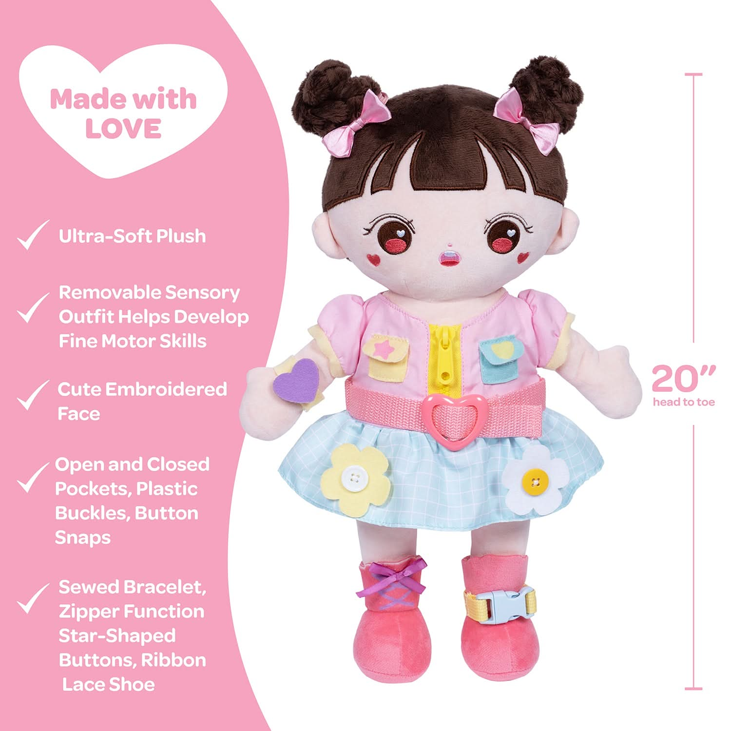 Adora Plush Montessori Toy Doll - Buckle N' Learn Mia