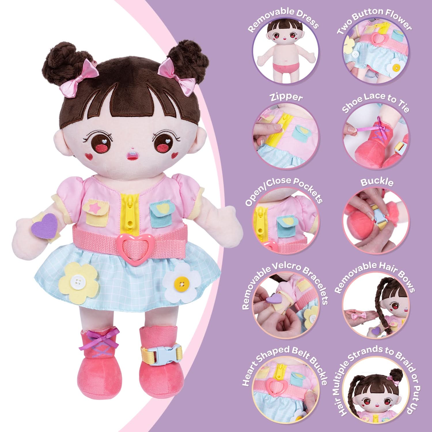 Adora Plush Montessori Toy Doll - Buckle N' Learn Mia