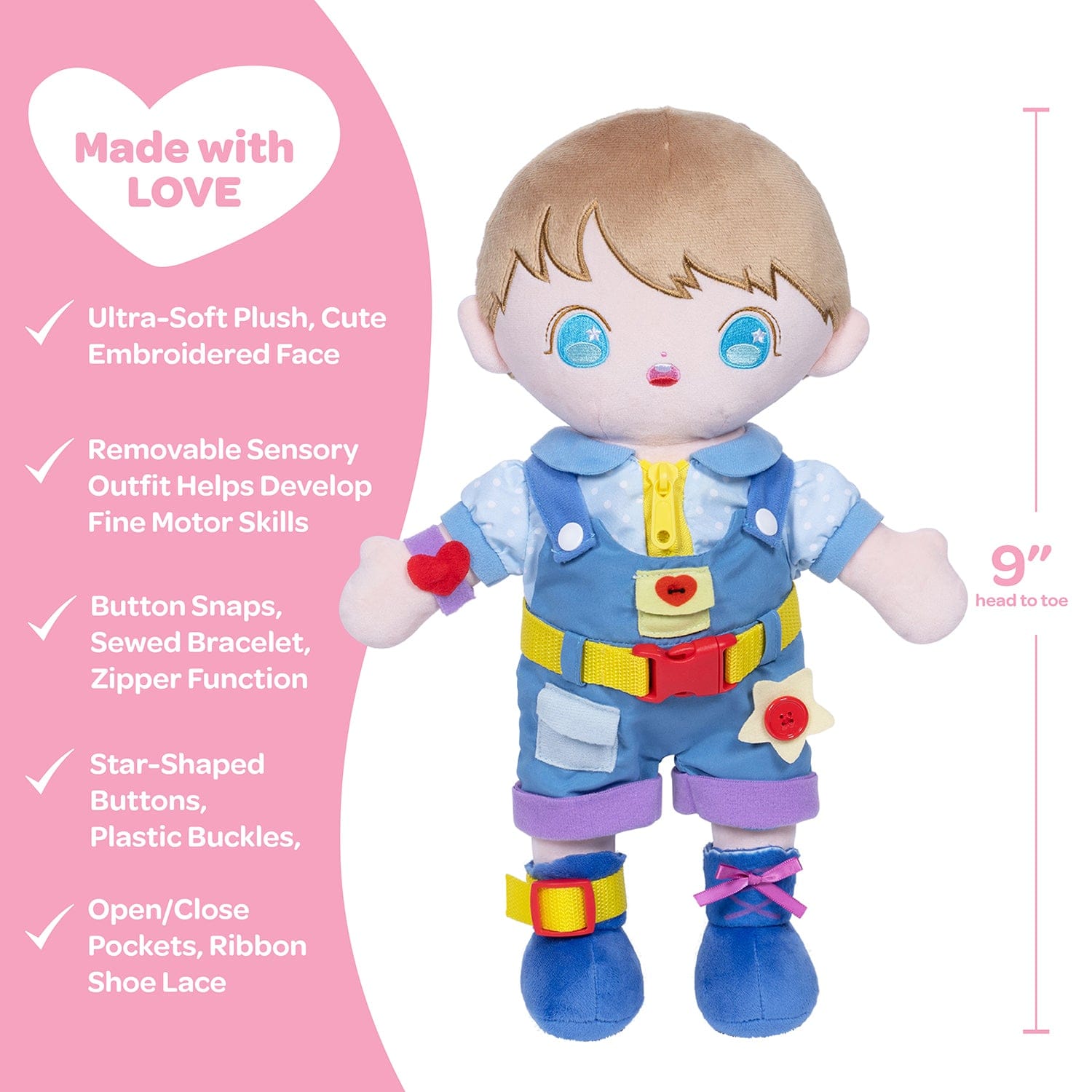 Adora Plush Montessori Toy Doll - Buckle N' Learn Liam