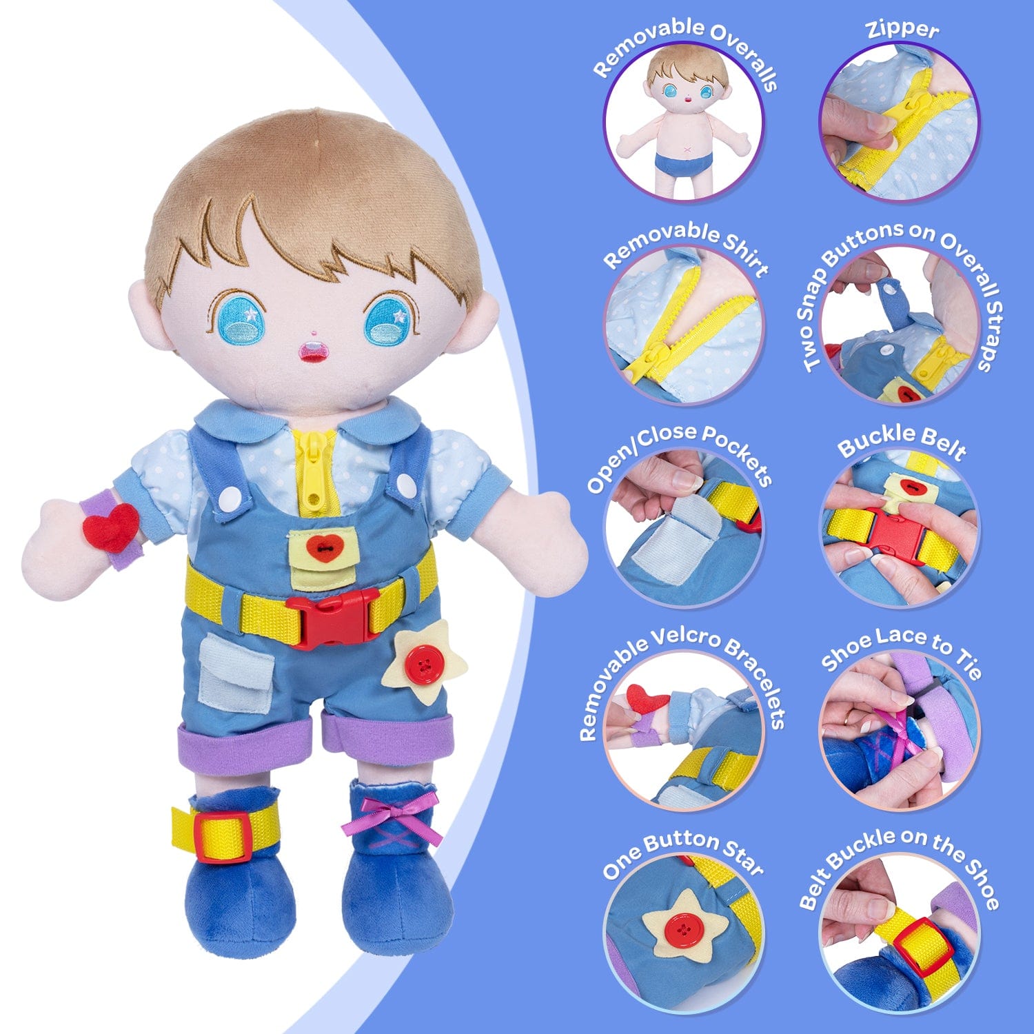 Adora Plush Montessori Toy Doll - Buckle N' Learn Liam