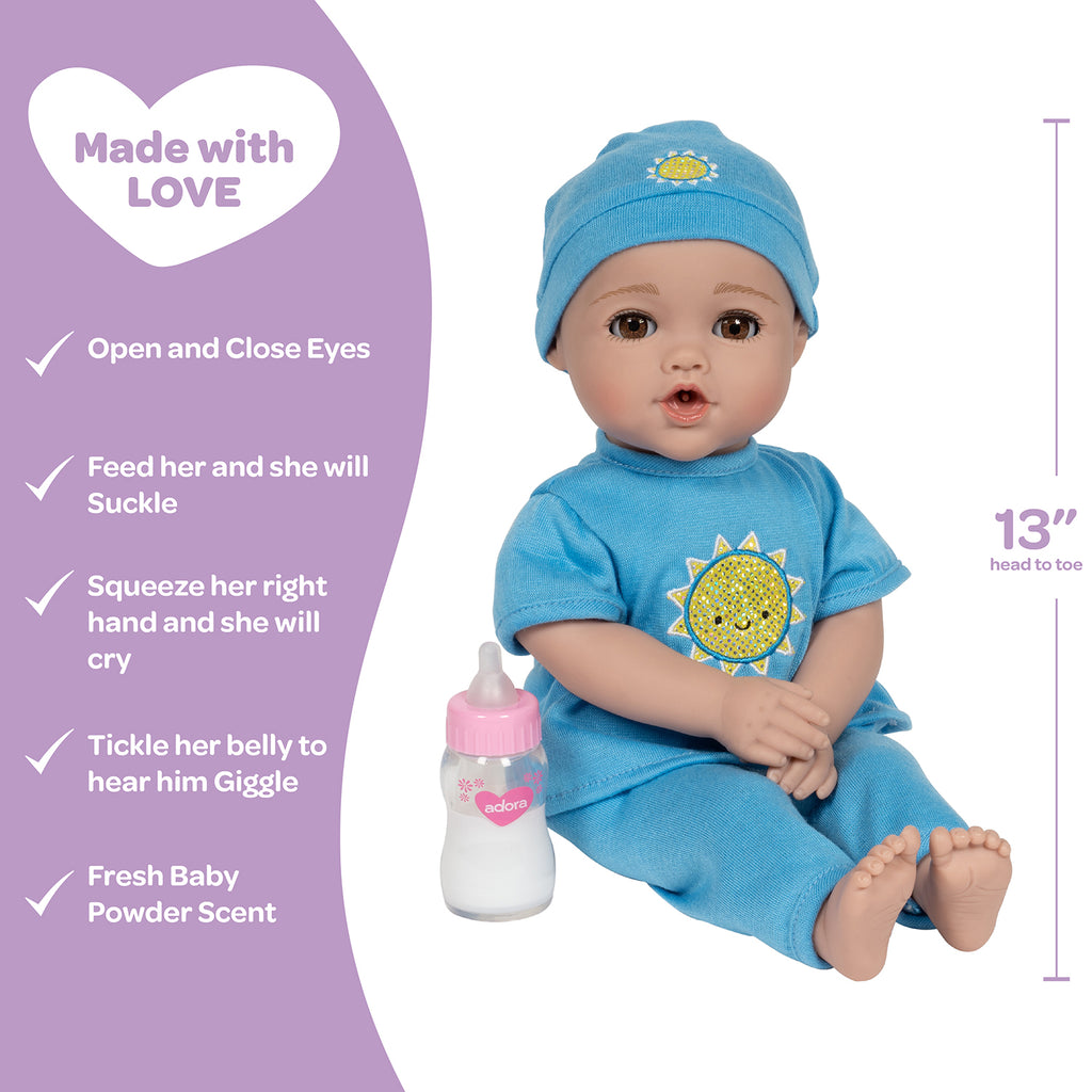 Adora 13 inch Cry Baby Doll NurtureTime Baby Blue Boy Open/Close eyes