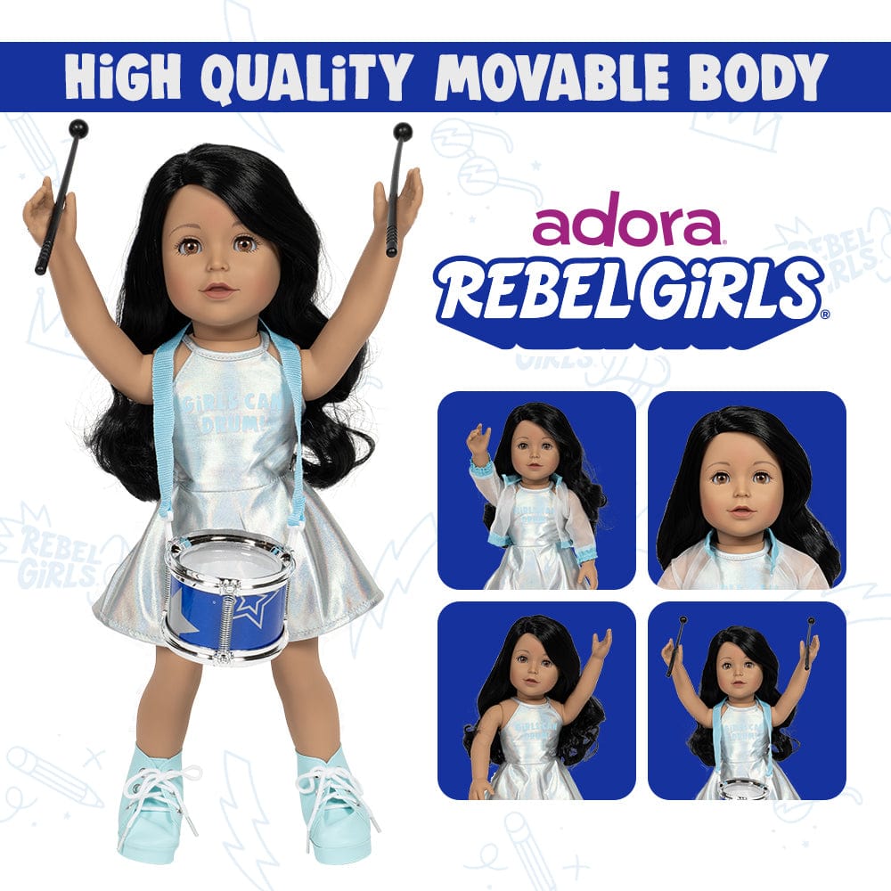 Adora 18" Rebel Girls Doll Creator, inspired by drummer Millo Castro Zaldarriaga