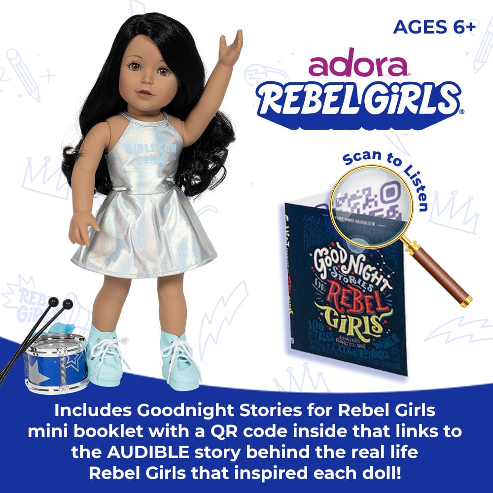 Adora 18" Rebel Girls Doll Creator, inspired by drummer Millo Castro Zaldarriaga