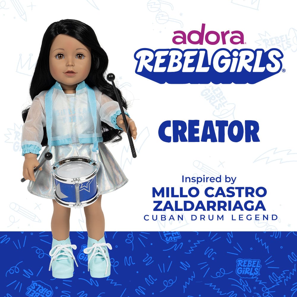 Adora 18" Rebel Girls Doll Creator, inspired by drummer Millo Castro Zaldarriaga