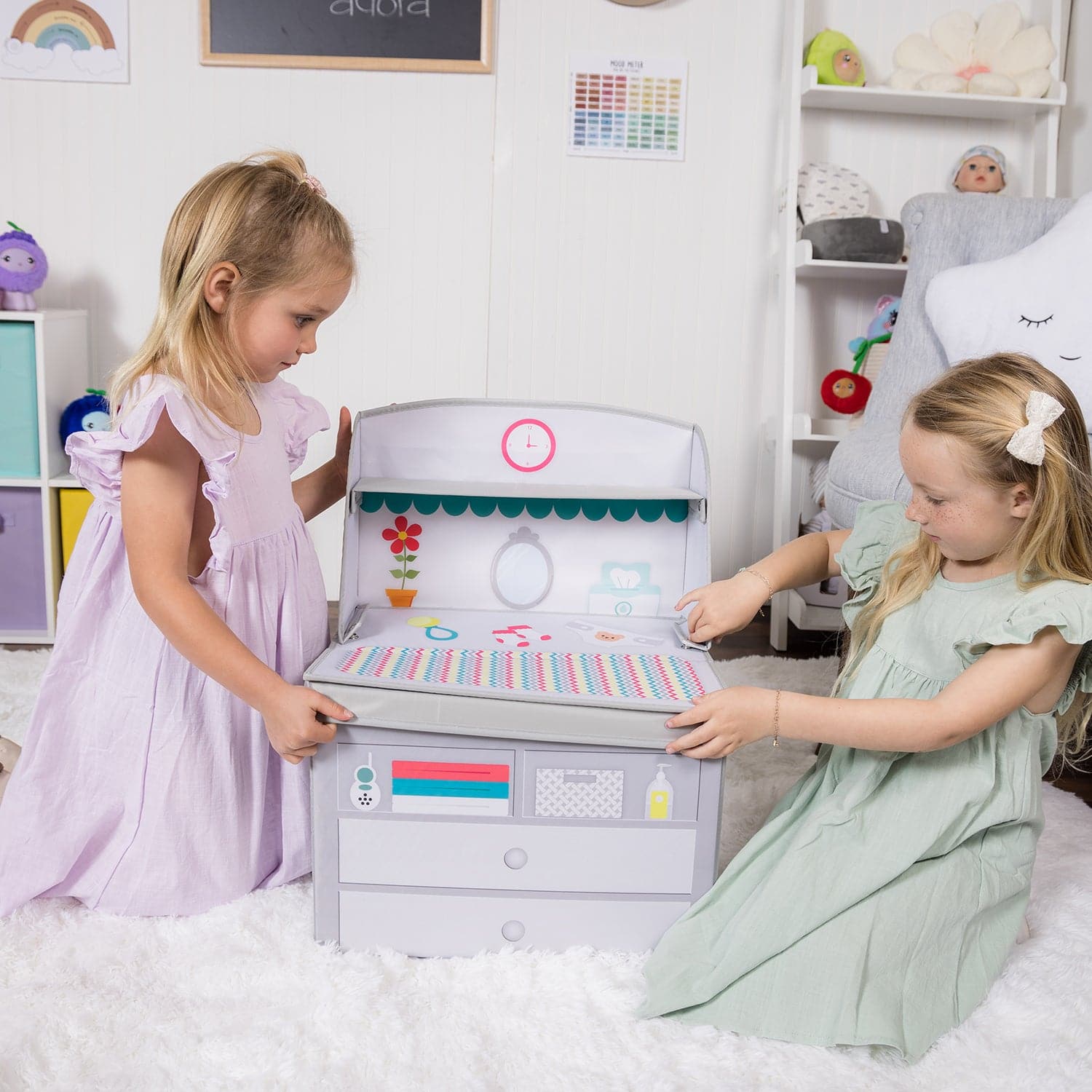 Zig Zag Rainbow Baby Doll Changing Table Storage Box