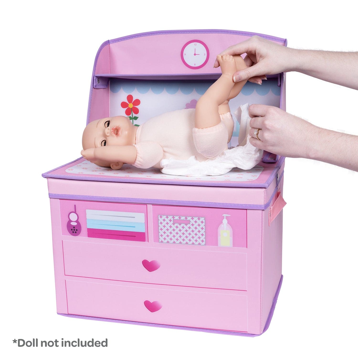 Perfectly Pink Baby Doll Changing Table Storage Box