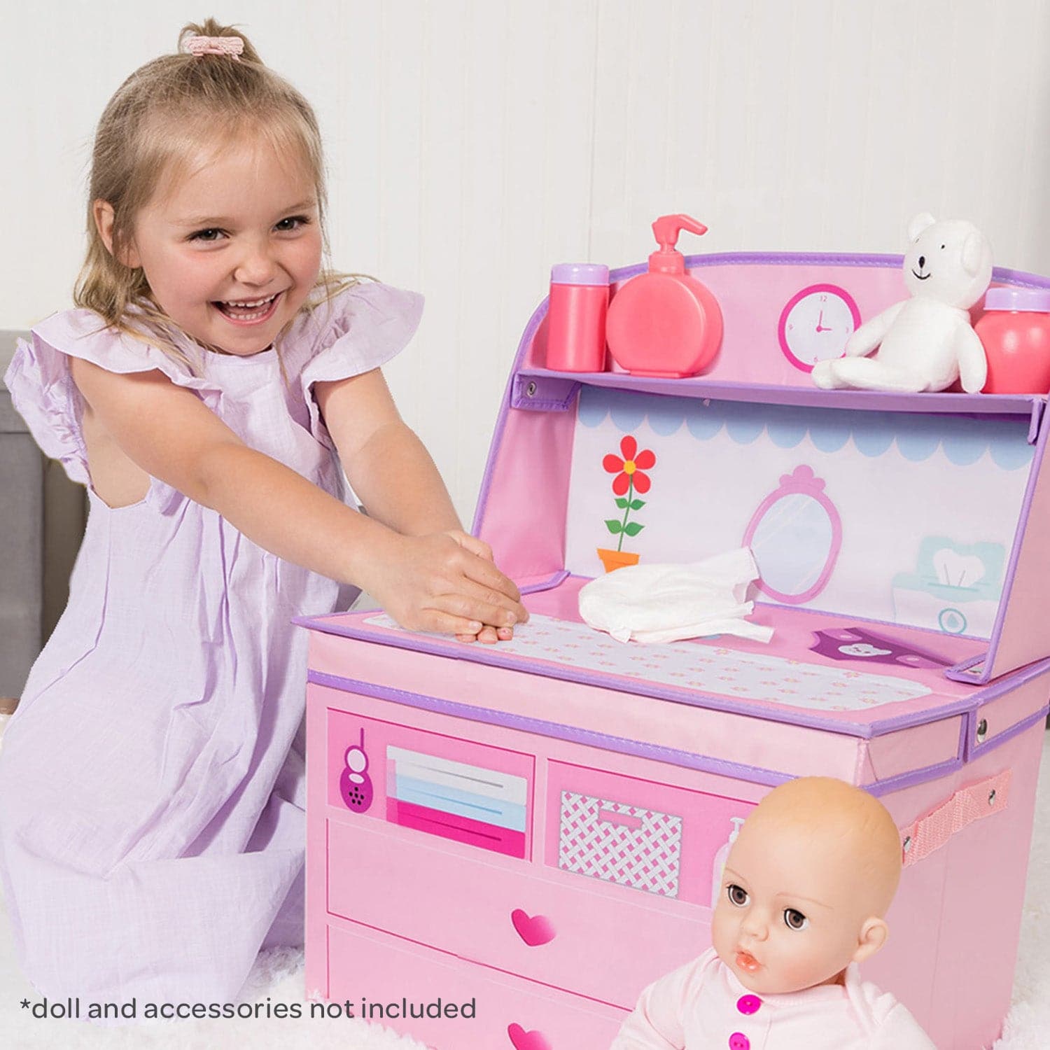 Perfectly Pink Baby Doll Changing Table Storage Box