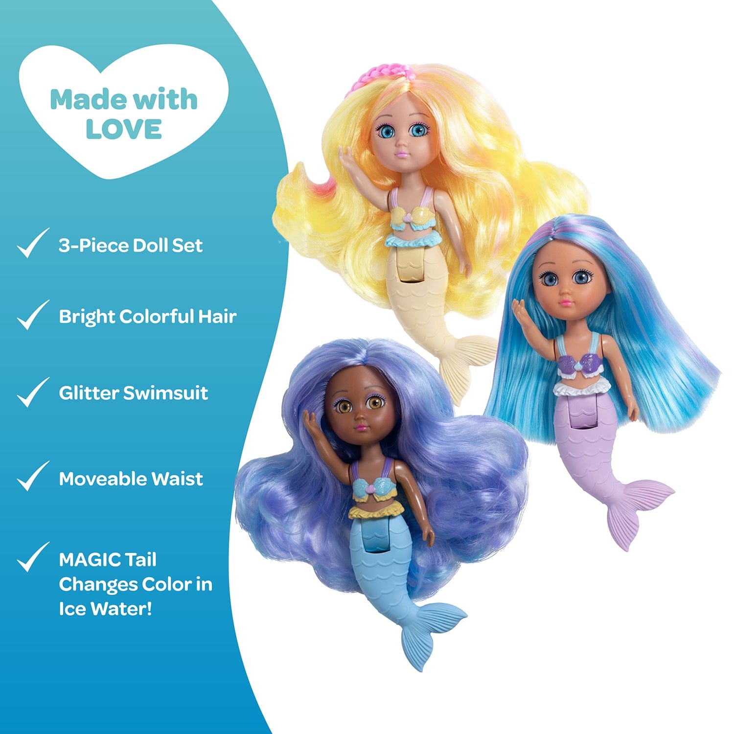 Adora Water Wonder Color-Changing Mermaid Dolls, 3-Piece Set